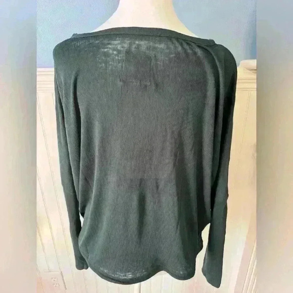 NWT Chaser Ribbed Ling Sleeve Drawstring Top ~ Dark Green ~ Medium - Picture 5 of 9